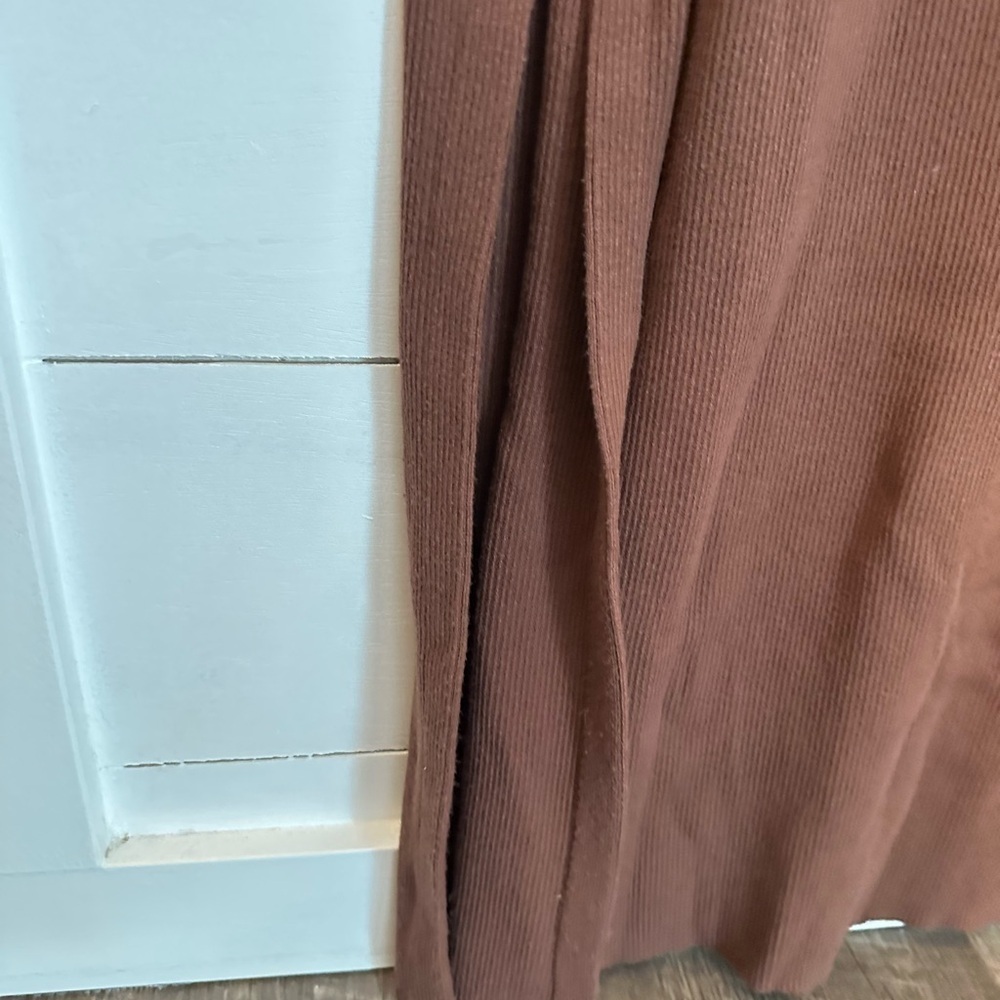 ANTHRO DAILY PRACTICE XL Slim V neck chocolate Brown ribbed sweater maxi dress - Picture 4 of 11